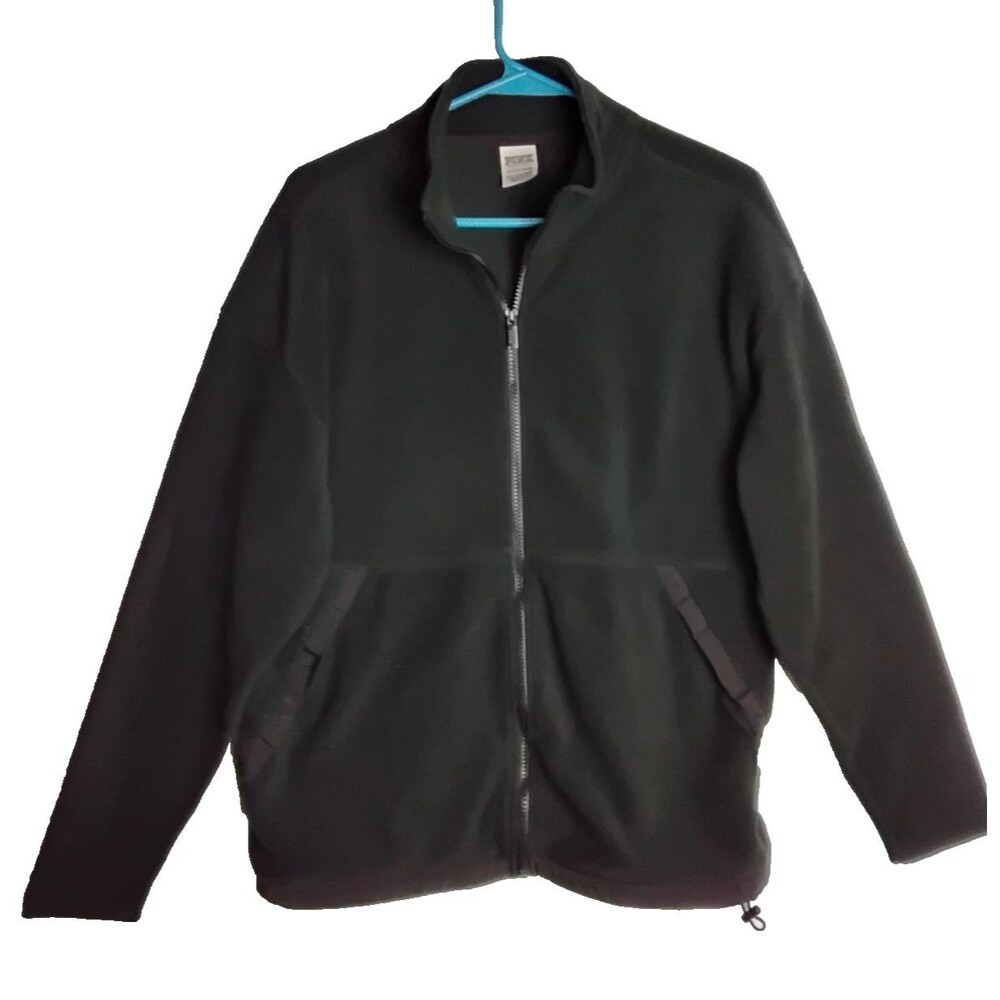 Victoria Secret PINK Black Fleece Full Zip Jacketsize Small With Pockets